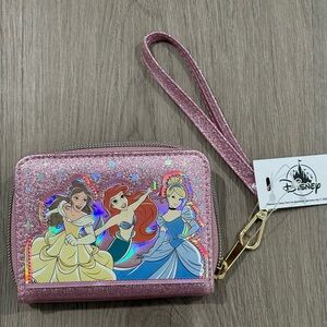 NWT Disney Princess Pink Glitter Wristlet Wallet